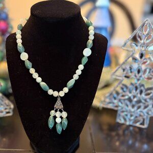 Natural Jade and Jadeite necklace with sterling silver